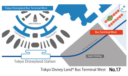 東京迪士尼樂園®　公交車站　站台 17　(Terminal West)